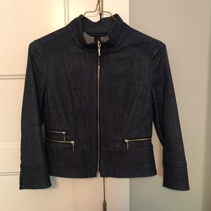 WHBM Denim Moto Jacket with 3/4 Sleeves